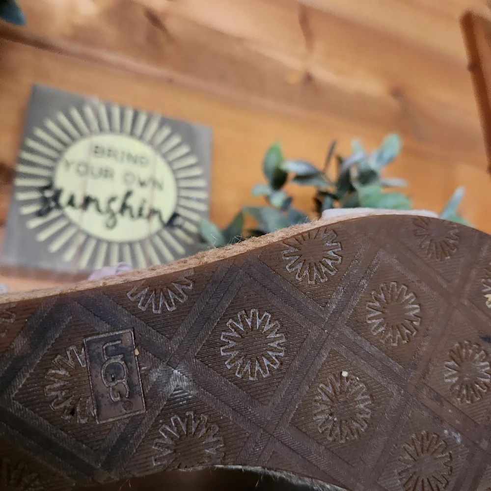 UGG Australia Trina Wedge Espadrille Jute Platform Sandals Ribbon 1099693 Sz 7.5